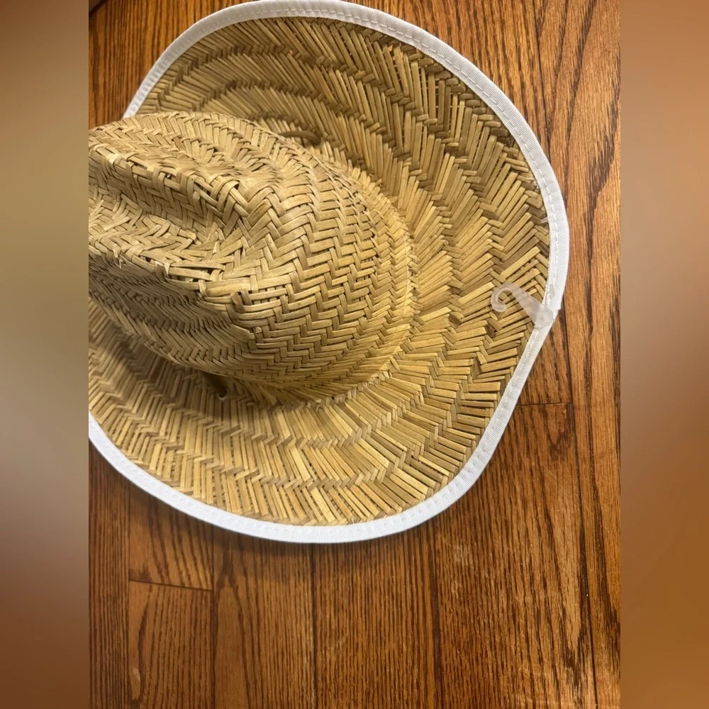 Natural Straw Cowboy Hat with White Trim NWT